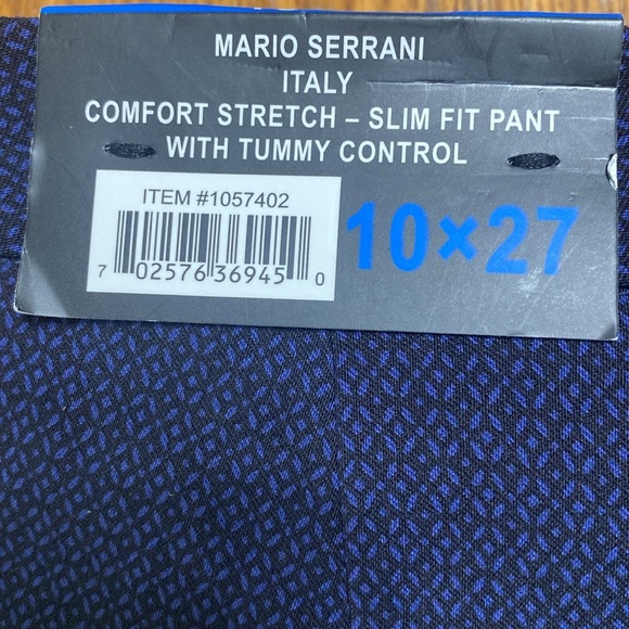 Mario Serrani black & navy print comfort stretch slim fit cropped pants size 10 - Picture 7 of 7